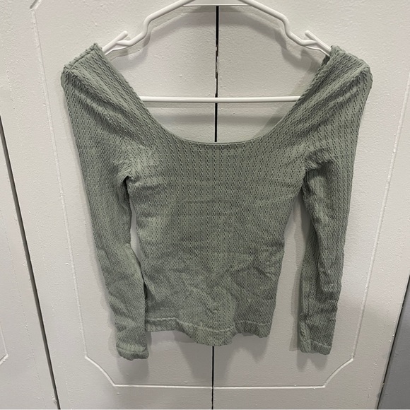 Free People Green Textured Long Sleeve Shirt - Picture 2 of 9